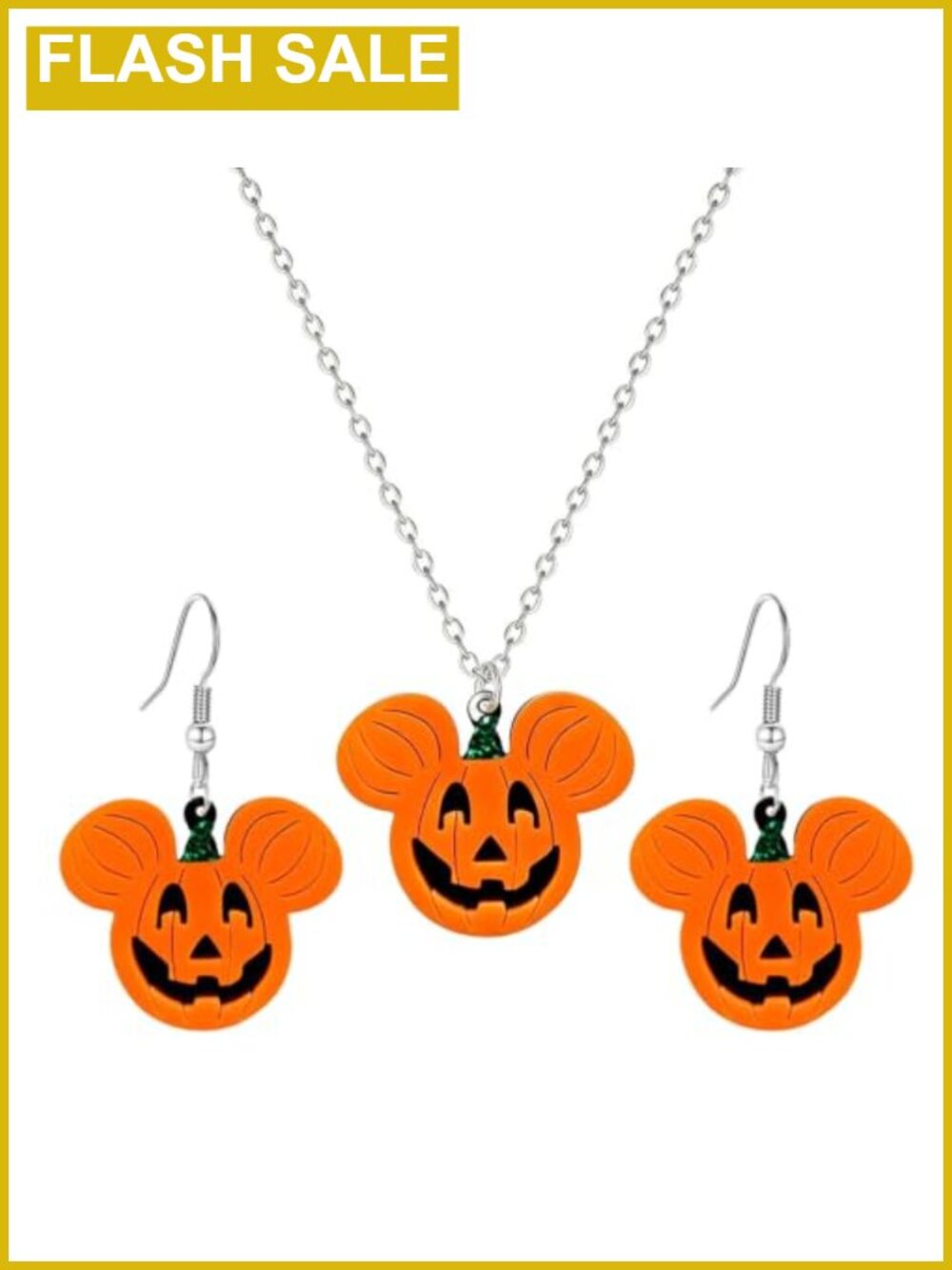 Halloween Pumpkin Necklace Earrings Jewelry Set